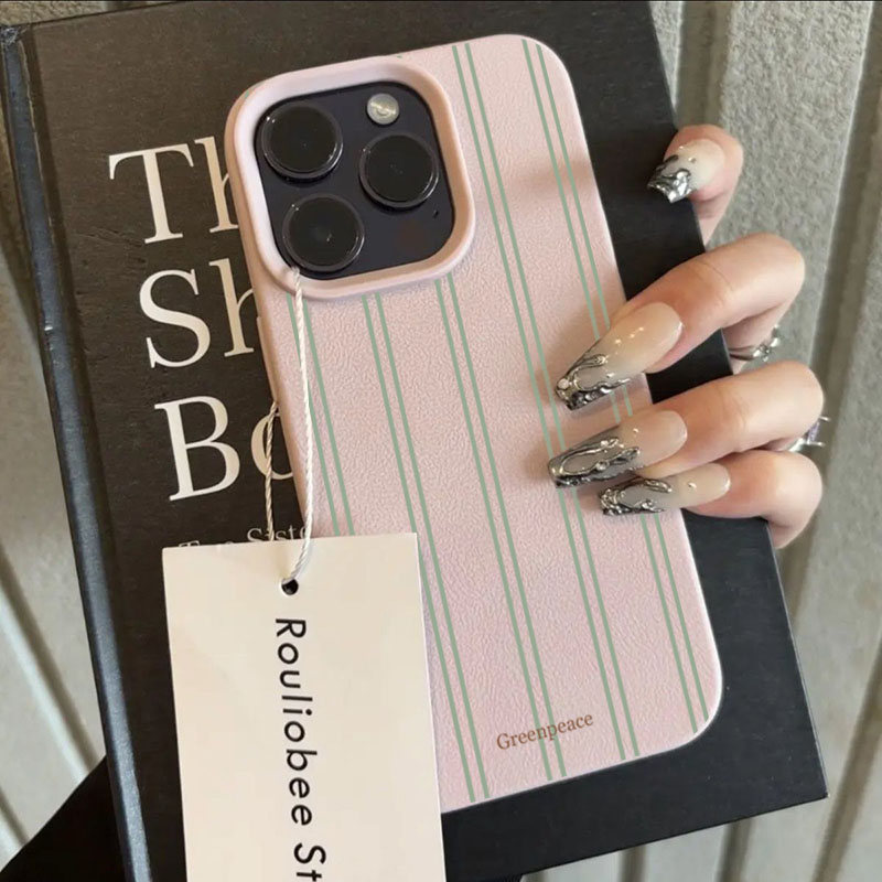 Phone Cases Green - The Green Stripe Lichee Pattern Phone