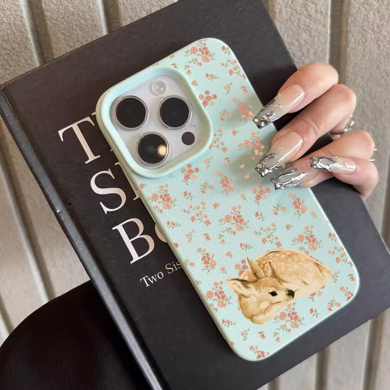 Cute Deer Full Floral Pattern  - Phone Cases Cute Iphone 13 review and price