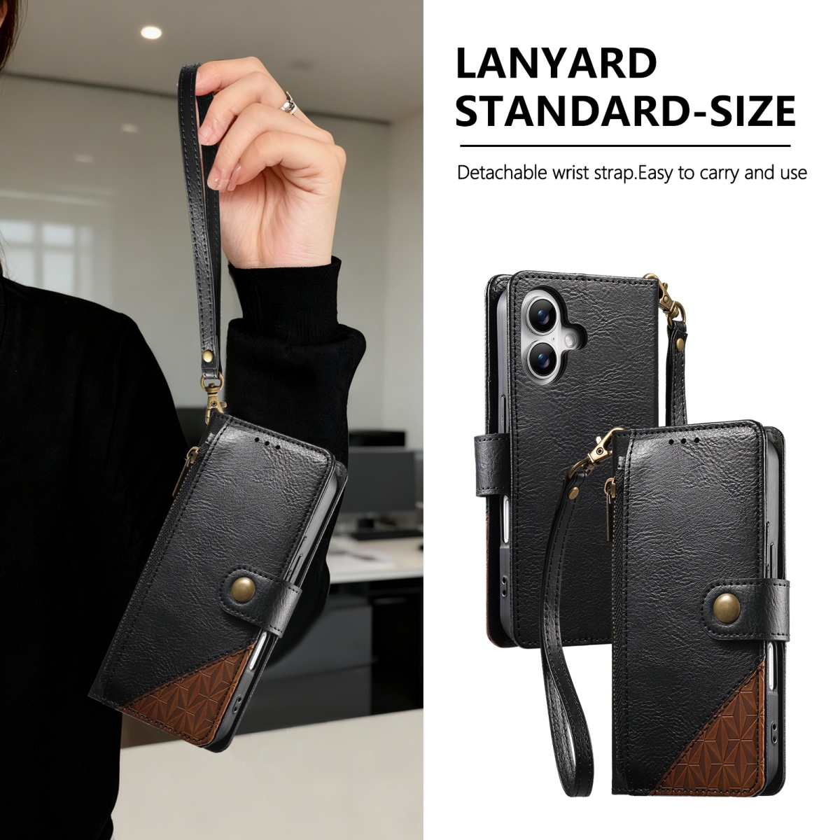 PU Leather Zipper Wrist Strap  - Phone Cases With Wallet review and price