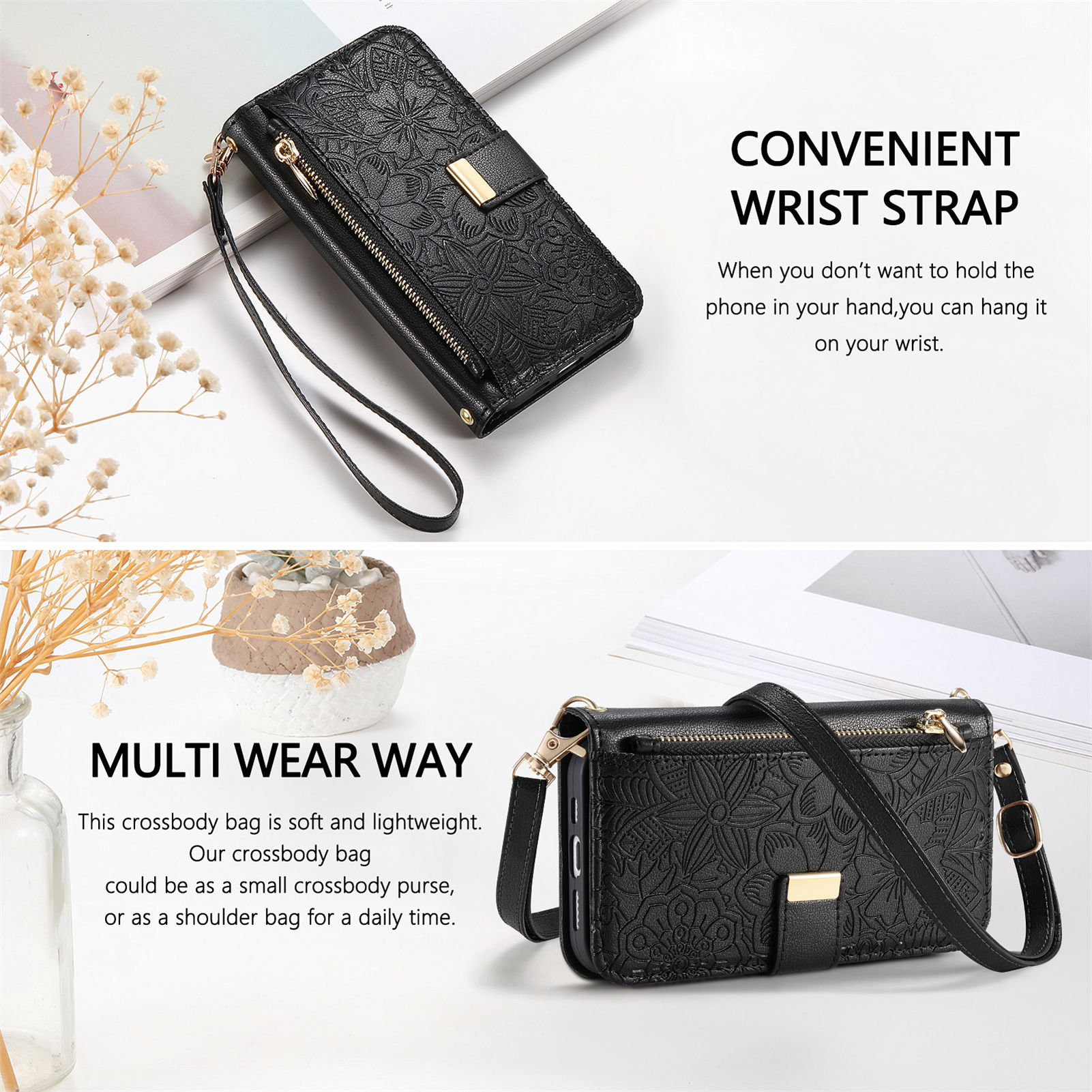 Leather Zipper Crossbody Flip  - Phone Cases With Wallet review and price