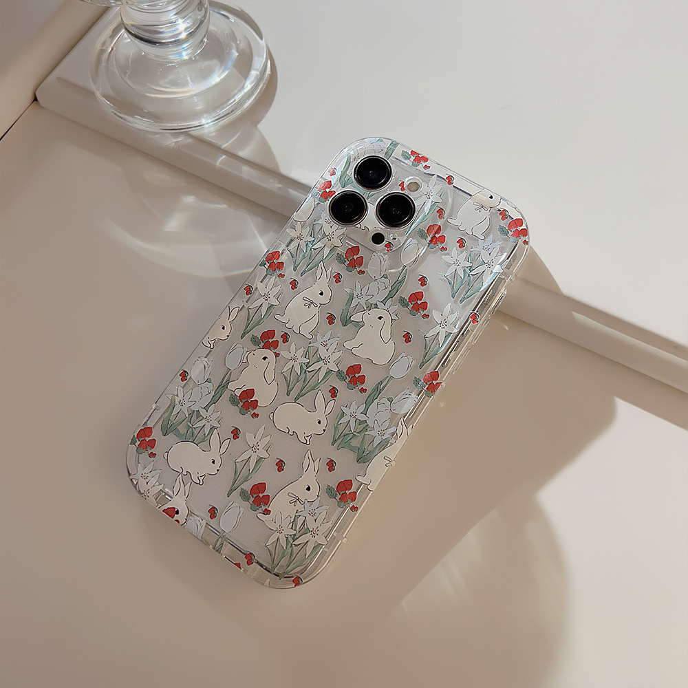 Cute Cartoon Bunny Flower Tran - Phone Cases Cute Iphone 13 review and price