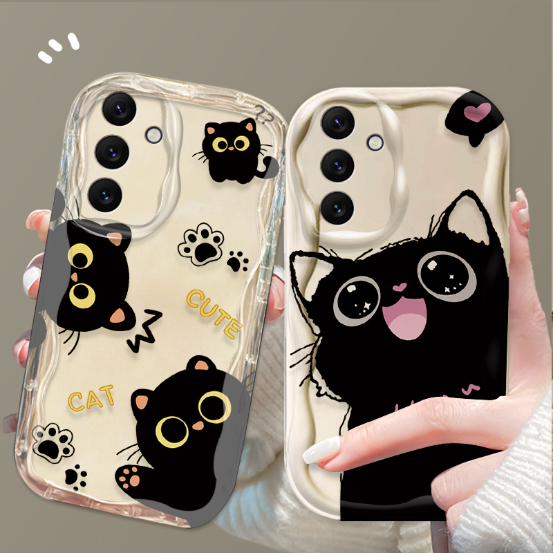 Cute Big Eyes Black Cat Case f - Phone Cases A14 Samsung review and price
