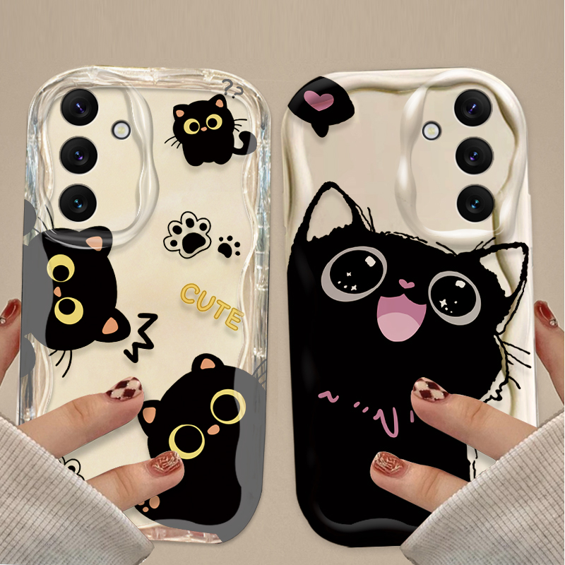 Cute Big Eyes Black Cat Case f - Phone Cases A14 Samsung review and price