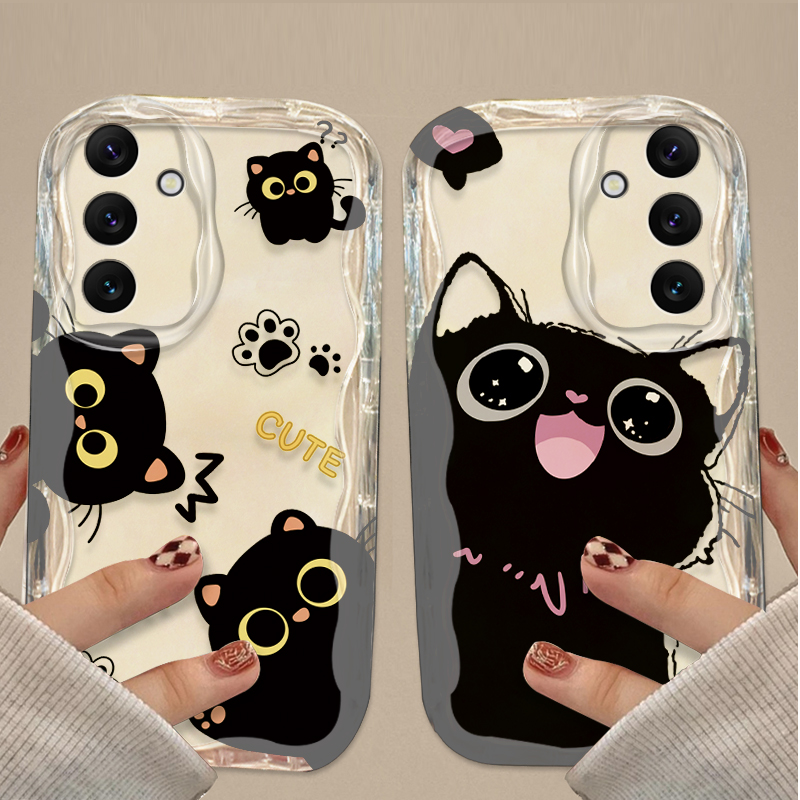 Cute Big Eyes Black Cat Case f - Phone Cases A14 Samsung review and price