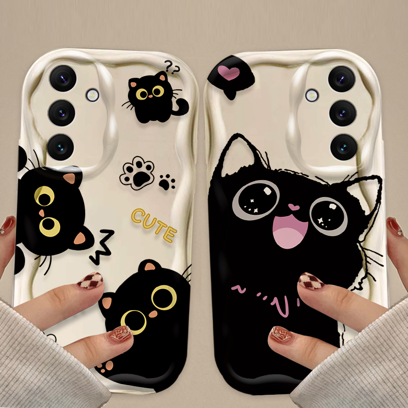 Cute Big Eyes Black Cat Case f - Phone Cases A14 Samsung review and price
